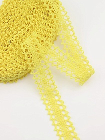 Кружево цв.желтый, ш.19мм, хлопок-90%, п/э-10%, 10м,рис.047/29