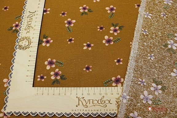 Мерный лоскут(ткань в отрезах) - Хлопколен "Марта" цв.горчичный, ш.1.48м, хл-80%, лен-20%,145гр/м.кв
