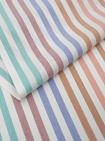 Холст полотенечный "Мятные/бордовые/терракотовые полосы", ш.0.5м, лен-30%, хл-70%, 140гр/м.кв