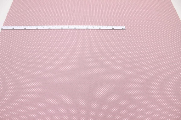 Теплый хлопок "Белый горох (2мм)" цв.пыльный розово-сиреневый, ш.1.5м, хлопок-100%, 150гр/м.кв