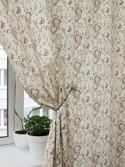 Полулен "Бухара" цв.коричневый (на суровом), ш.1.5м, лен-30%, хлопок-70%, 140гр/м.кв