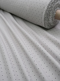 Теплый хлопок "Черный горошек 1.5/15" цв.св.серый, ш.1.45м, хлопок-100%, 160гр/м.кв