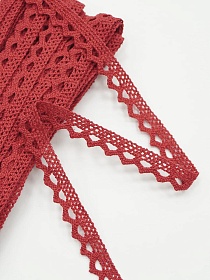 Кружево цв.красный, ш.10мм, хлопок-90%, п/э-10%, 10м, рис.075/16