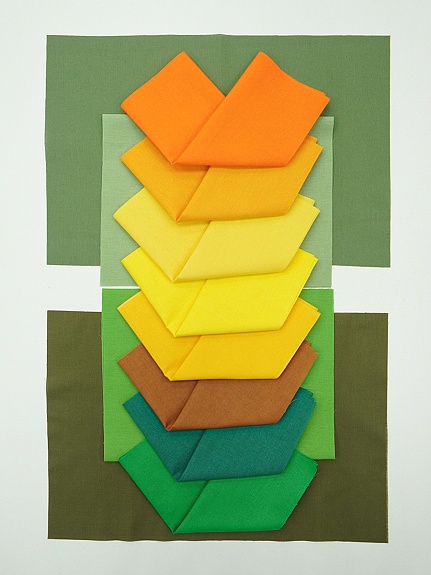 Набор тканей для рукоделия "Бязь однотонная: жёлто-зелёная гамма", 45*30 см, 12 шт