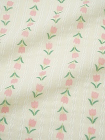 Муслин двухслойный с эф.жатости "Тюльпанчики - тесьма" цв.сливочный, ш.1.35м, хл-100%, 120гр/м.кв