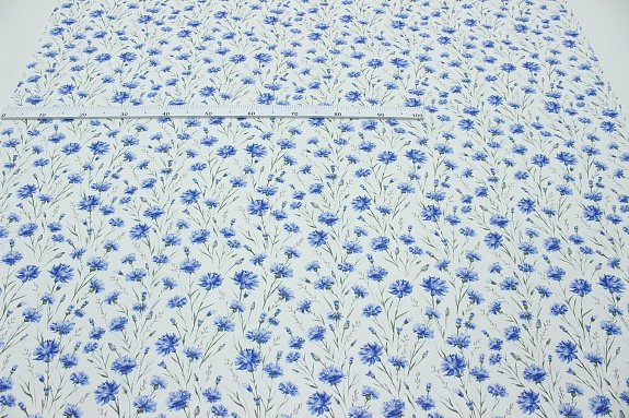 Ситец "Васильковый луг" цв.белый, ш.1.5м, хлопок-100%, 94гр/м.кв