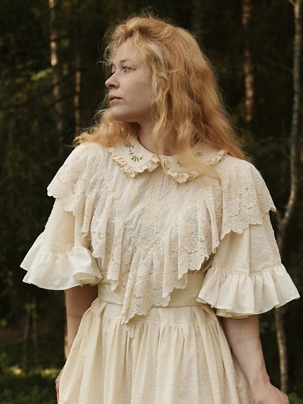 Роскошное платье из  Фактурного хлопка "Шарики" 