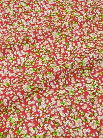 Бязь "Ромашка луговая", цв.красный, ш.1.5м, хлопок-100%, 140гр/м.кв