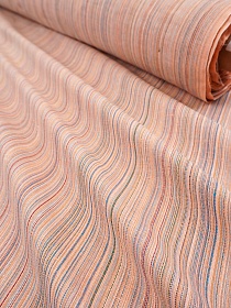 Полулен пестротканый "Светло-персиковый меланж - полоска", ш.1.55м, лен-50%, хл-50%, 150гр/м.кв