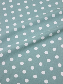 Штапель "Белый горох (9мм)" цв.св.голубой мох, ш.1.43м, вискоза-100%, 90гр/м.кв.