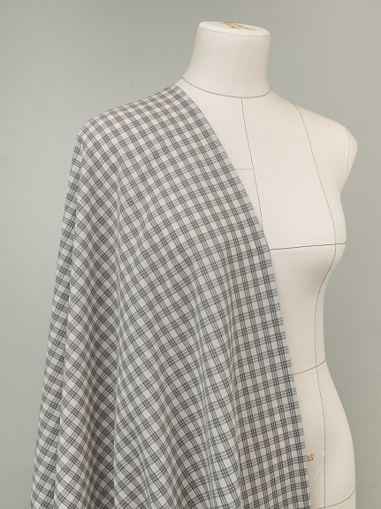 Вареный (стираный) хлопок "Тройная мелкая клетка" цв.т.серый, ш.2.5м, хл-100%, 110гр/м.кв