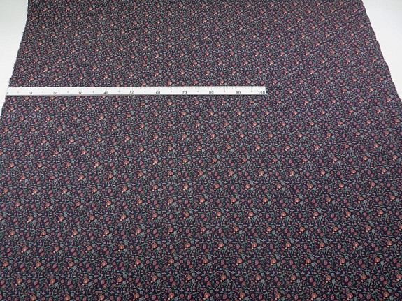 Хлопколен "Чудный вьюнок" цв.чернильный, ш.1.5м, лен-20%, хлопок-80%, 170гр/м.кв