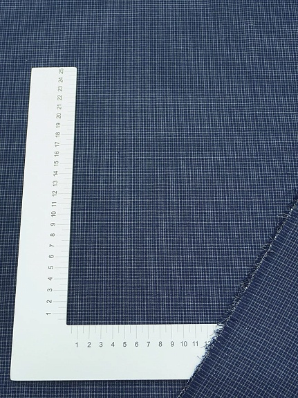 Пестрядь "Мелкая клетка" цв.серый/темно-синий, ш.1.45м, хлопок-100%, 115гр/м.кв