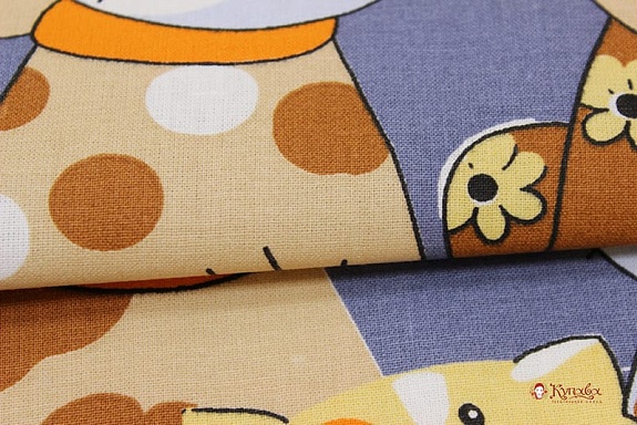 Бязь "Коты", ш.1.5м, хлопок-100%, 138гр/м.кв