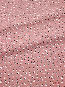 Мерный лоскут (ткань в отрезах) Теплый хлопок "Мелкие белые листочки" цв.пыльная роза, ВИД2, ш.1.50м, хлопок-100%, 160гр/м.кв