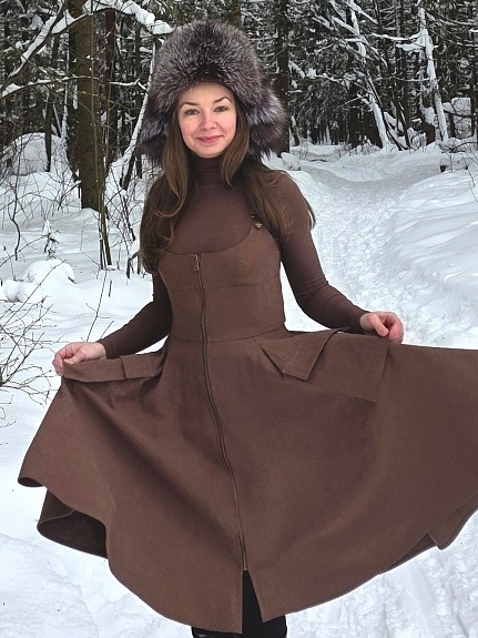 Сарафан из крапивы в кофейно-сером цвете