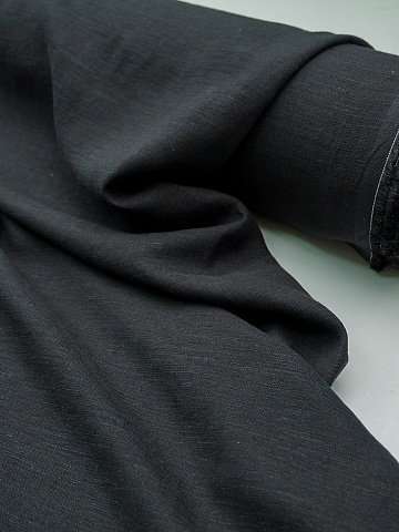 Лен с вискозой с эффектом мятости цв.Черный, СОРТ2, ш.1.45м, лен-56%, вискоза-44%, 145гр/м.кв