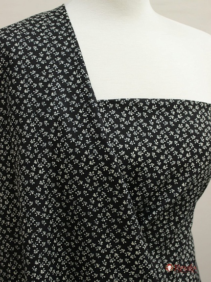 Плательный хлопок "Воздушные лютики" цв.черный, ш.1.45м, хлопок-100%, 140гр/м.кв