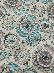 Полулен "Мистерия" цв.морская волна (на суровом), ш.1.5м, лен-30%, хлопок-70%, 140г/м.кв