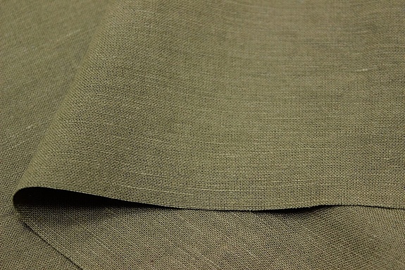 Лен с вискозой с эффектом мятости цв.Дымчато-зеленый хаки-2, СОРТ2, ш.1.45м, лен-53%,вискоза-47%