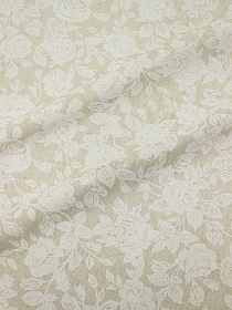 Полулен поэма "Белые розы" (на суровом), ш.1.5м, лен-30%, хлопок-70%, 155гр/м.кв