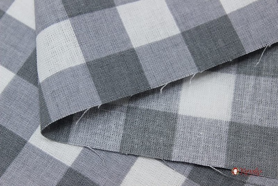 Поплин "Клетка" цв.серый, ш.2.2м, хлопок-100%, 110гр/м.кв