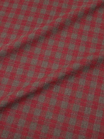 Пестрядь "Клетка - строчка" цв.кофейный/бордово-красный, ш.1.4м, хлопок-95%, п/э-5%,130гр/м.кв