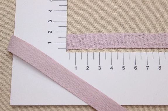 Лента киперная цв.розово-сиреневый флер, ш.14мм, хлопок-100%