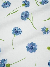 Муслин двухслойный с эф.жатости "Васильки" цв.белый, ш.1.35м, хл-100%, 120гр/м.кв