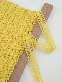 Кружево цв.желтый, ш.19мм, хлопок-90%, п/э-10%, рис.047/29