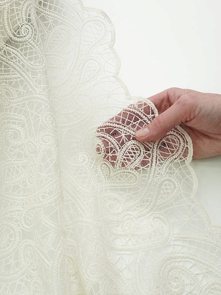 Кружевное полотно "Милада" (фестон с 2х ст.)  цв.кремовый, ш.1.3м, хлопок-80%, нейлон-20%, 90гр/м.кв