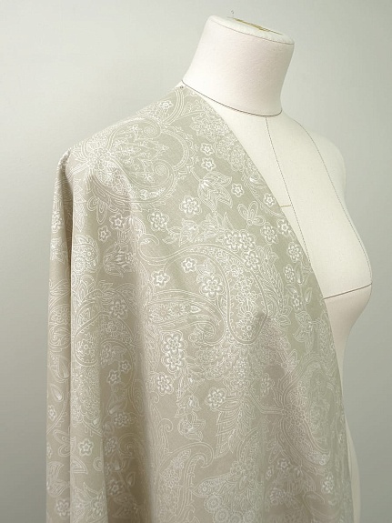 Бязь "Загадочный цветок - монохром" цв.оливково-серый, (комп), ш.1.5м, хлопок-100%, 110гр/м.кв