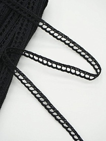 Кружево цв.черный, ш.08мм, хлопок-90%, п/э-10%, 10м, рис.092/26