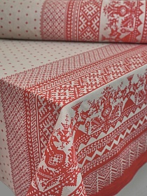 Мерный лоскут(ткань в отрезах) - Полулен "Вышивка сударыня на сером", ш.1.5м, лен-30%, хлопок-70%