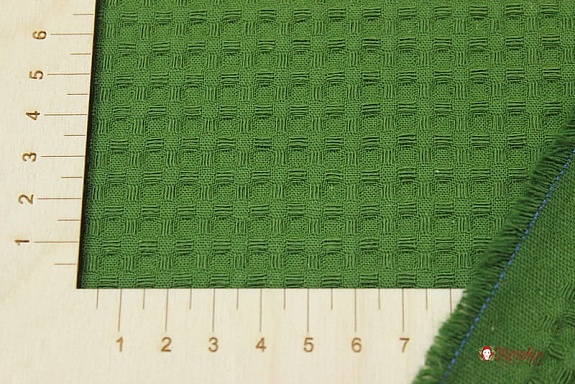 Вафельное премиум-полотно "Italy" цв.Травяной, ш.1.5м,  хлопок-100%, 240гр/м.кв   