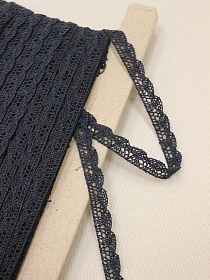 Кружево хлопок-90%, п/э-10%, 13мм, цв.черный с серым оттенком