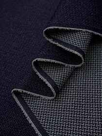 Плотная фактурная джинсовая ткань "Елочка" цв.чернильный, ш.1.8м, хлопок-65%, п/э-35%, 310гр/м.кв