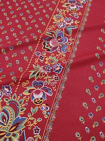 Крой Барановского платка "КУПАВА" с купонным лоскутом, цв.Бордо, СОРТ2, хлопок-100%, 1м*0,95м