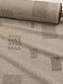 Полульняной жаккард "Тектоника" цв.коричневый меланж, ш.1.55м, лен-44%, хл-56%, 190гр/м.кв