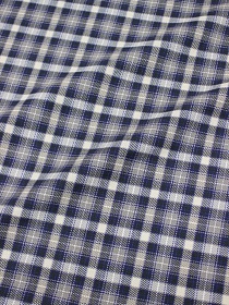 Фуле "Клетка" цв.серо-бежевый/чернильный/белый, ш.1.45м, хлопок-100%, 180гр/м.кв
