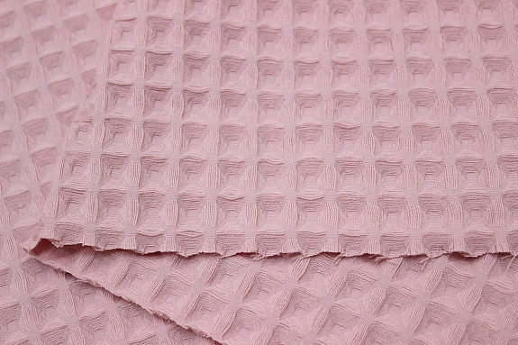 Вафельное премиум-полотно "Бохо" цв.пыльный св.розовый, ш.1.5м, хлопок-100%, 240гр/м.кв