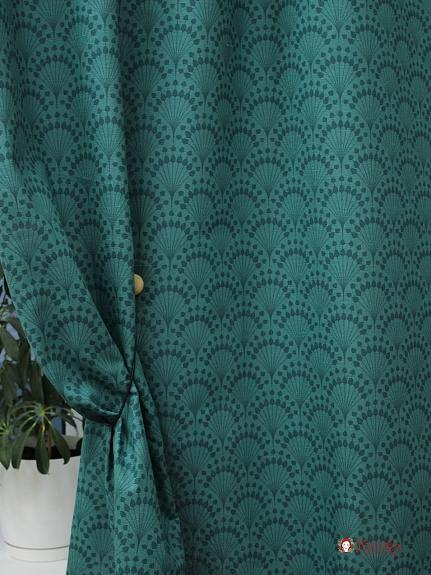 Мерный лоскут (ткань в отрезах) - Хлопколен "Веера" цв.морская волна, СОРТ2, ш.1.5м, лен-9%, хл-91%