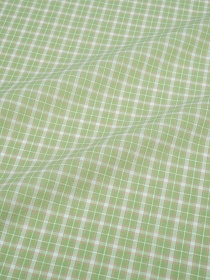 Вареный (стираный) хлопок "Белая клетка на оливковом", ш.2.5м, хлопок-100%, 115гр/м.кв