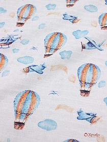 Муслин (марлевка) двухслойный "Воздушный транспорт", СОРТ2, ш.1.5м, хлопок-100%, 124гр/м.кв