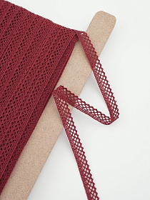 Кружево цв.бордово-красный, ш.10мм, хлопок-90%, п/э-10%