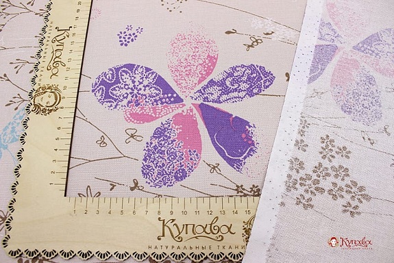 Ткань для столового белья с пропиткой "Цветик- семицветик", ш.1.45м, хлопок-100%, 167гр/м.кв