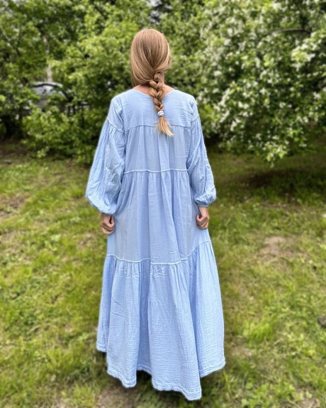 Платье из муслина двухслойного с эффектом жатости 