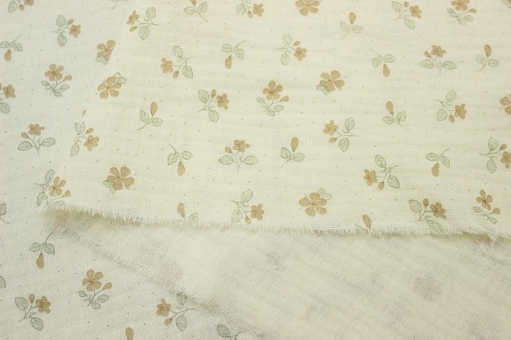 Муслин двухслойный с эф.жатости "Агнешка" цв.шампань, ш.1.35м, хл-100%, 120гр/м.кв