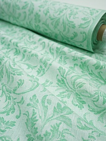 Полульняной жаккард "Перепев" цв.зеленый, ш.1.6м, лен-50%, хлопок-50%, 210гр/м.кв