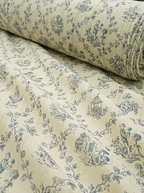 Фактурный хлопок с мережкой-полосой "Летний прованс" цв.джинс, ш.1.45м, хл-100%, 90гр/м.кв